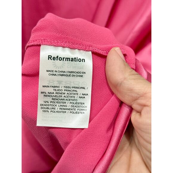 NWT Reformation Nevaeh Satin Strapless Maxi Dress Flambe Pink Women's Size Large - Picture 6 of 6